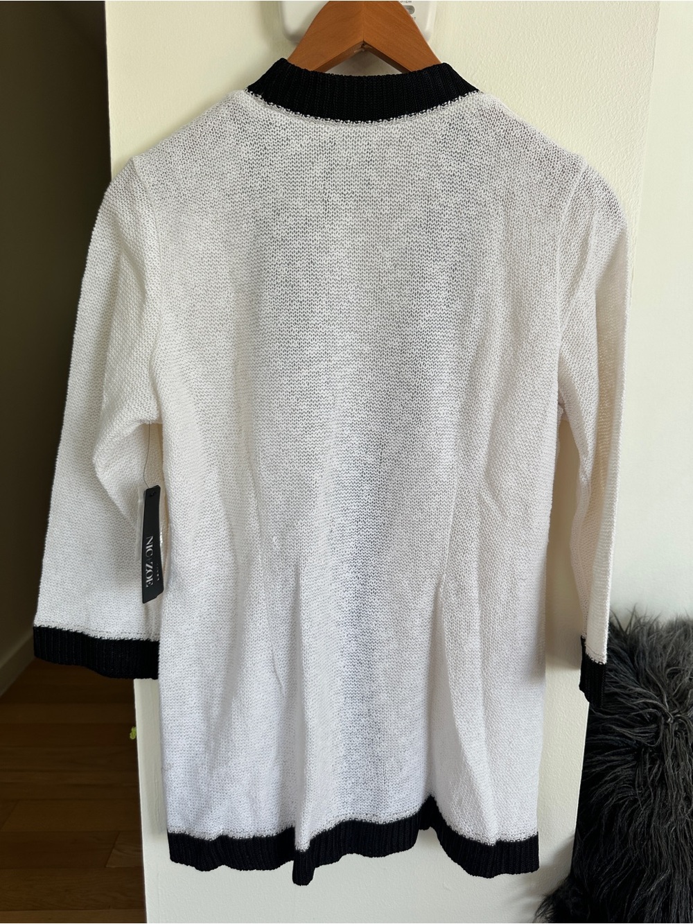 NIC+ZOE White Cardigan with Black Trim - Picture 6 of 8